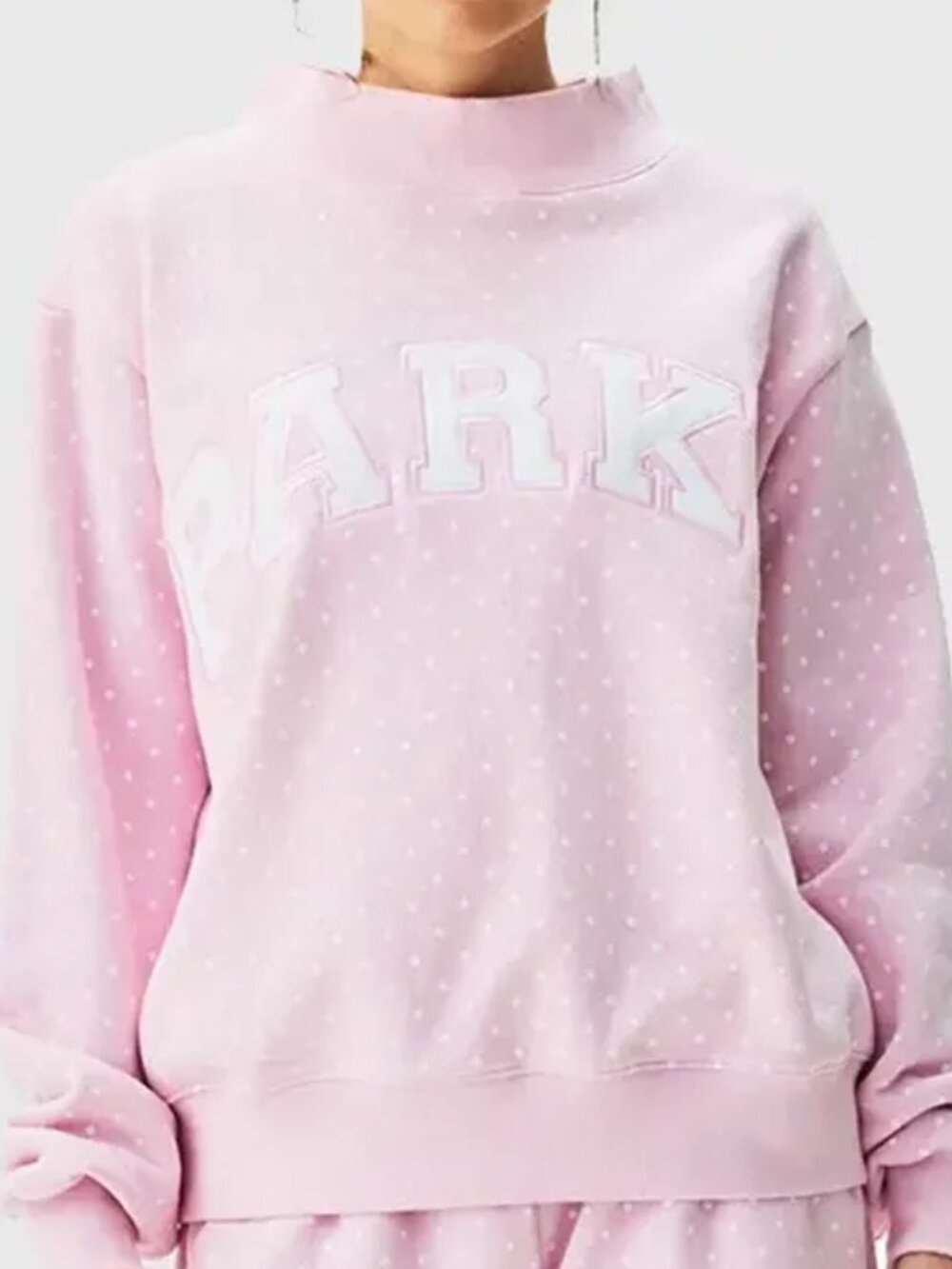 PARKE Pink White Polka Dot Crewneck Sweatshirt S/M Oversized
